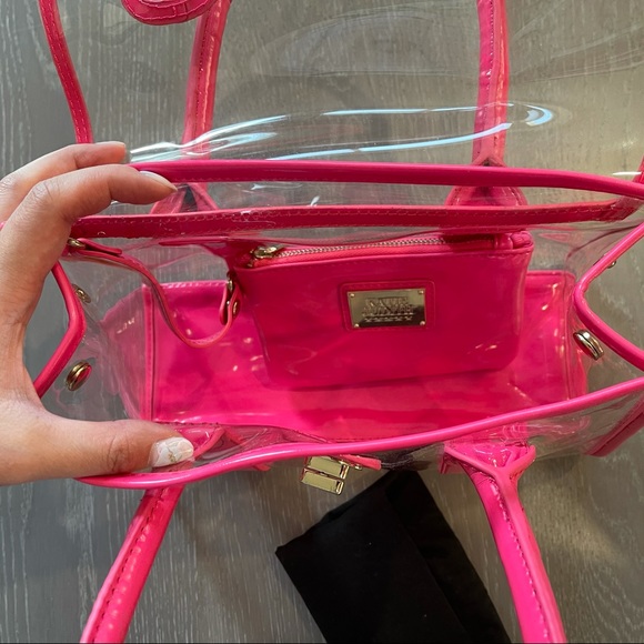EUC ❤️‍🔥 TRANSPARENT NEON PINK 🩷 handbag handheld bag 🇭🇰i.t Katie Judith - Picture 7 of 15